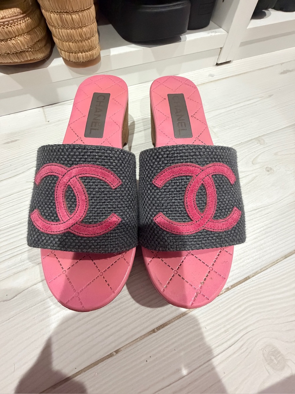Chanel blue with pink CC